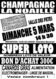 Lire la suite à propos de l’article Le Club « Lou Liadour » de Champagnac la Noaille organise un loto .