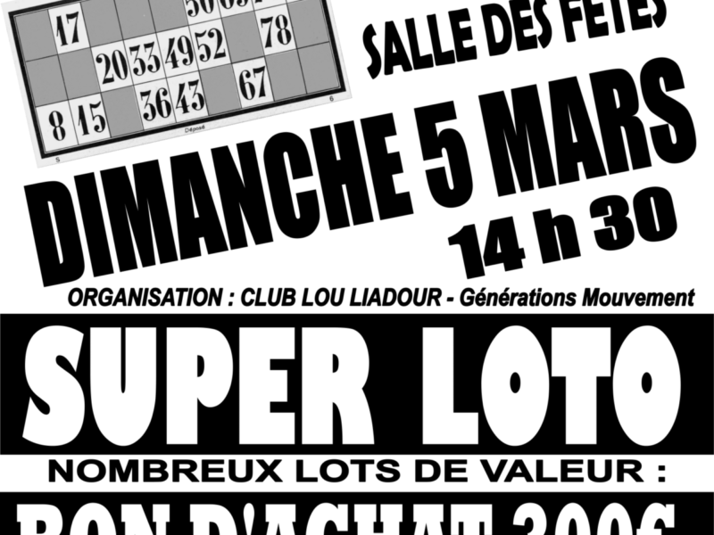 Le Club “Lou Liadour” de Champagnac la Noaille organise un loto .